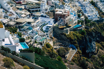 High angle view of townscape and buildings in city