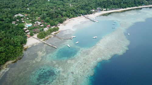 High angle view of sea against sky