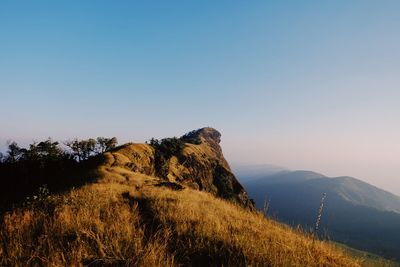 Scenic view of mountains against clear sky