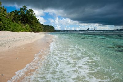 Scenic view of beach against sky