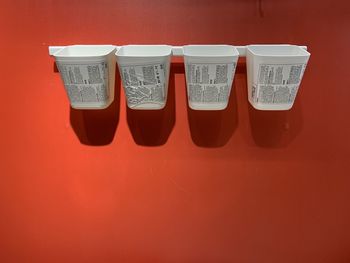 Close-up of glasses on table