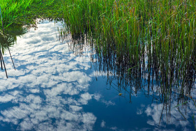 Scenic view of lake against sky