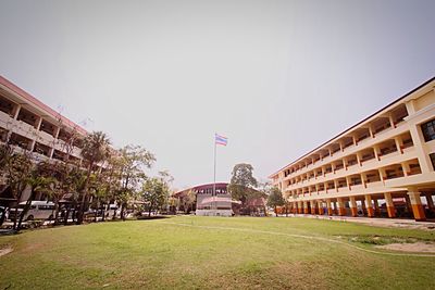 View of buildings in city against clear sky