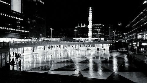 View of illuminated city at night