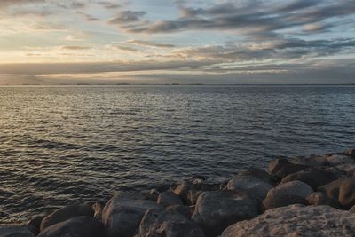 Scenic view of sea against sky during sunset