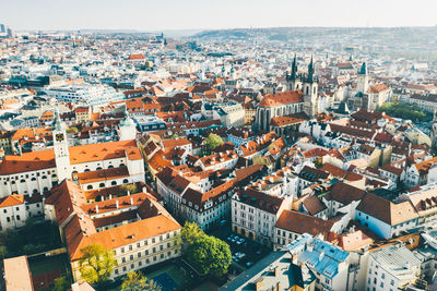 High angle view of townscape against sky