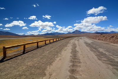 Road amidst landscape against blue sky