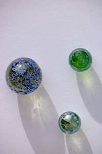 High angle view of glasses on table