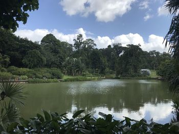 Scenic view of lake against sky