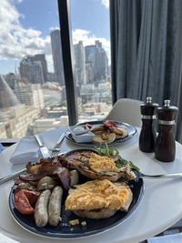 Close-up of food on table