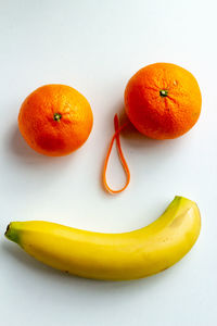 High angle view of orange on white background