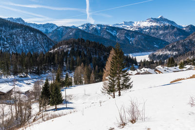 Small high mountain communities. lateis winter. sauris. italy