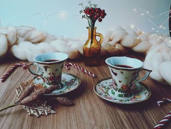 Coffee cup on table