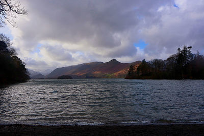 Scenic view of lake against sky