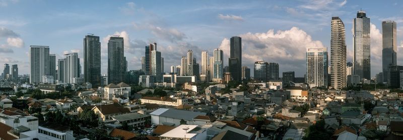 High angle view of cityscape against sky