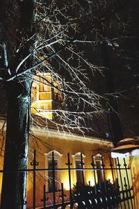 Low angle view of illuminated building at night