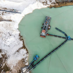 High angle view of ship in sea