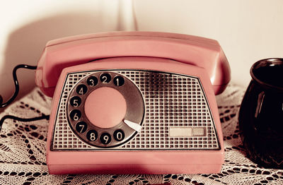 Close-up of vintage telephone 