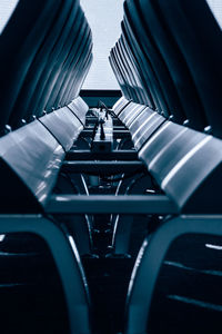 High angle view of chairs in airport