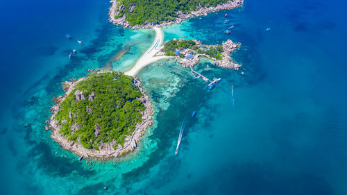 Aerial view of island during sunny day