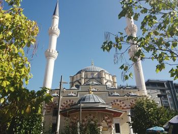 Low angle view of church against clear sky