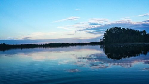 Reflection of trees in calm lake