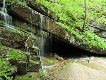 Scenic view of river amidst rock formation