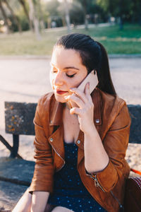 Young woman eating food