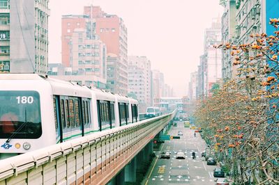 View of road along buildings