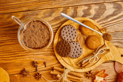 High angle view of food on table