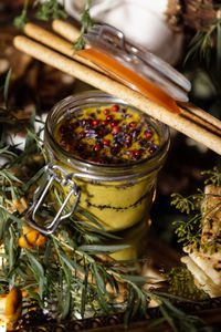 Close-up of food on table