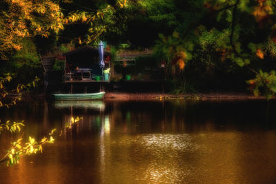 Scenic view of lake at night