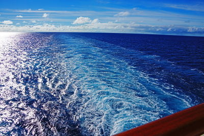 Scenic view of sea against blue sky