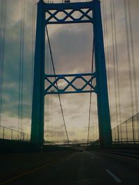 Suspension bridge at sunset