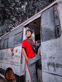 Portrait of person standing in snow