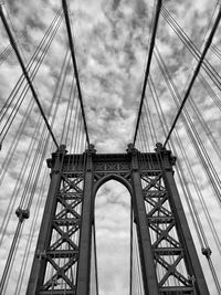 Low angle view of suspension bridge