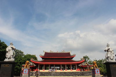 Panoramic view of temple building against sky