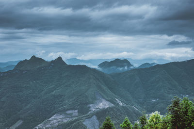 Scenic view of mountains against sky