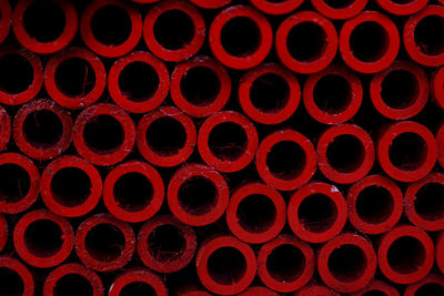 Full frame shot of red bottles