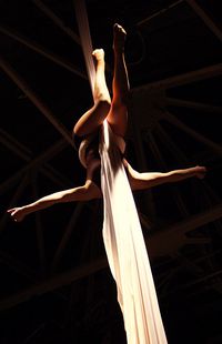 Woman performing acrobat