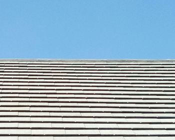 Low angle view of building against clear blue sky