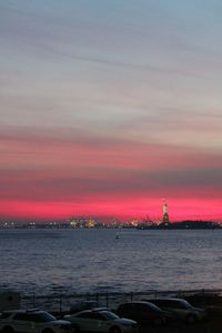 View of city at sunset