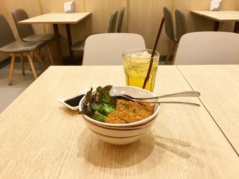 High angle view of food on table