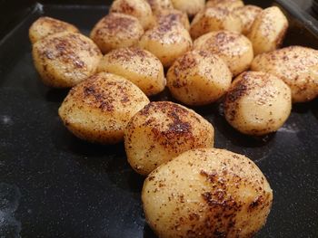 High angle view of fried potatoes