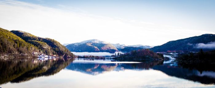 Scenic view of lake against sky