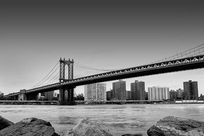 Suspension bridge over river