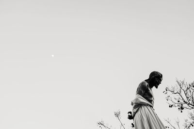 Low angle view of statue against clear sky