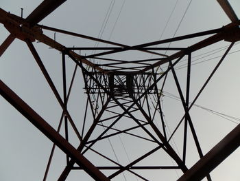 Low angle view of electricity pylon