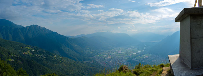 Panoramic view of mountains against sky