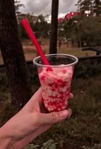 Close-up of hand holding drink